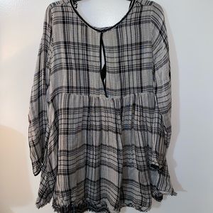 Free people plaid long sleeve dress
